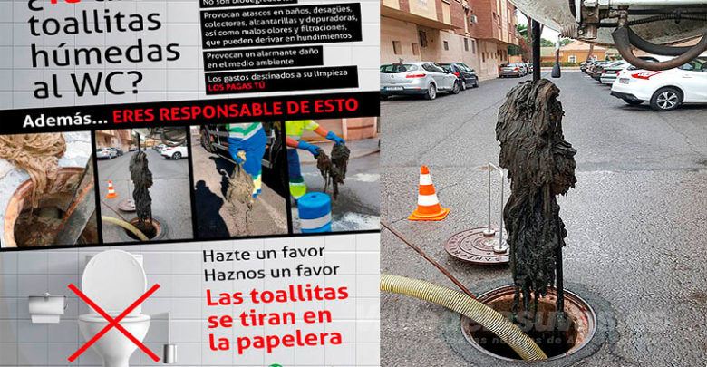 Vertido de toallitas