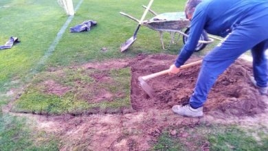 Resiembra campo fútbol